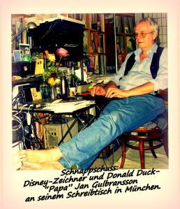 Disney-Zeichner bei der Arbeit: Donald Duck-"Papa" Jan Gulbransson zeichnet immer barfuß. Am liebsten um 3 Uhr morgens. Foto: Mareike Köster